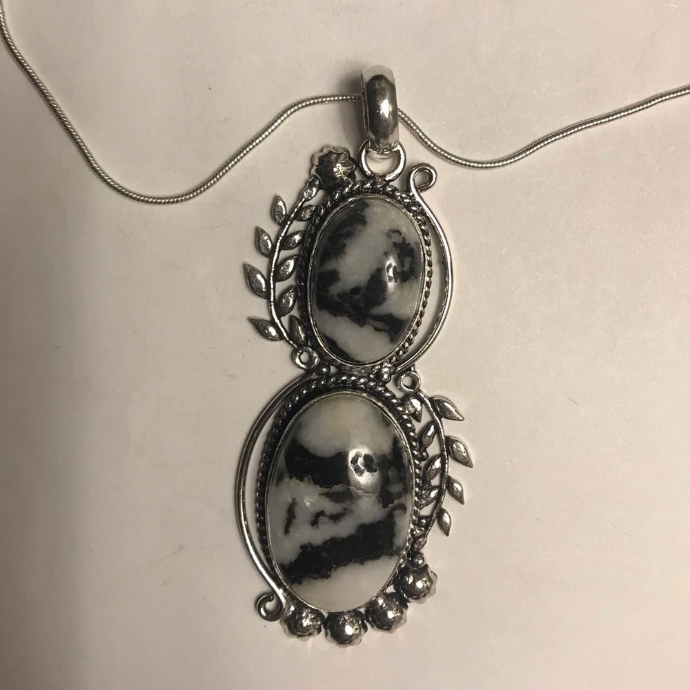 White Buffalo Stamped 925 Sterling Silver Necklace